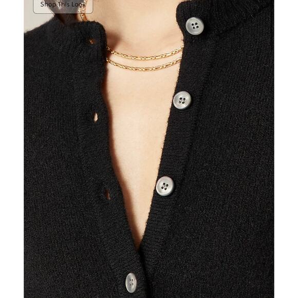 J. Crew Super-Soft Bubble Hem Crewneck Cardigan Black NWT size Large - Picture 3 of 8